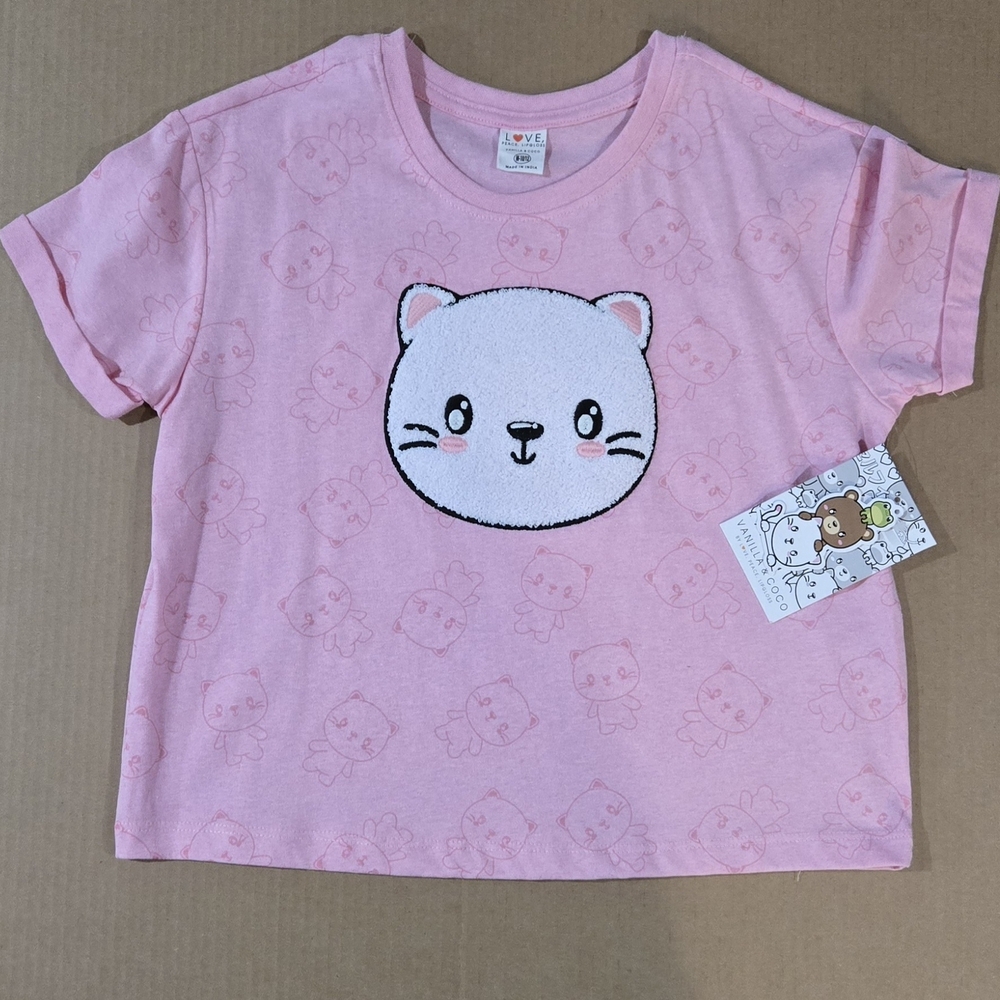 Cute Pink Cat Kids T-Shirt